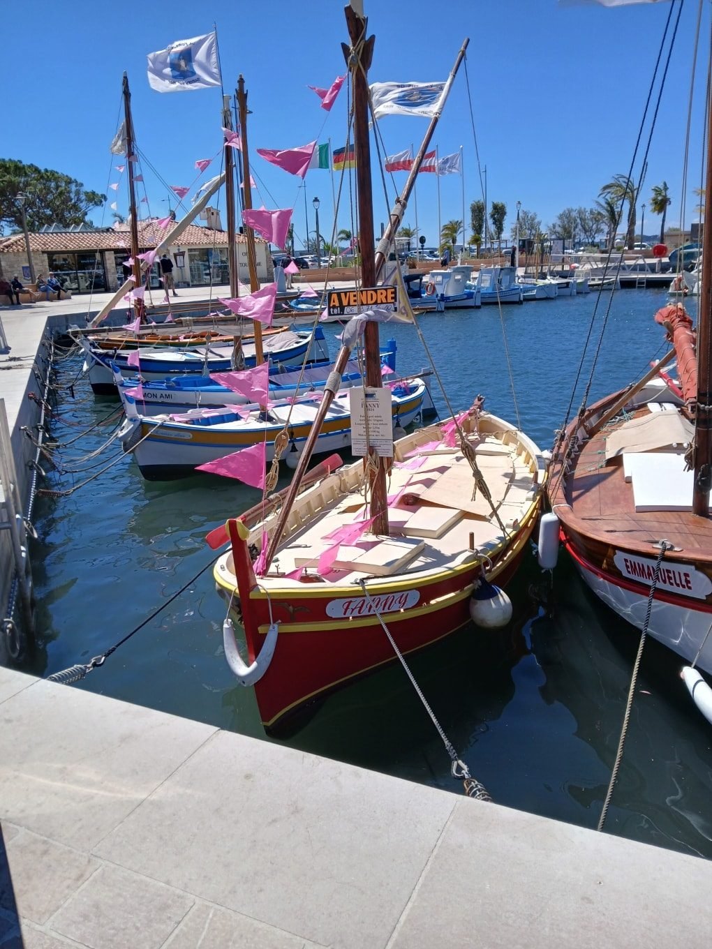 Pointus amarrés le long d'un quai